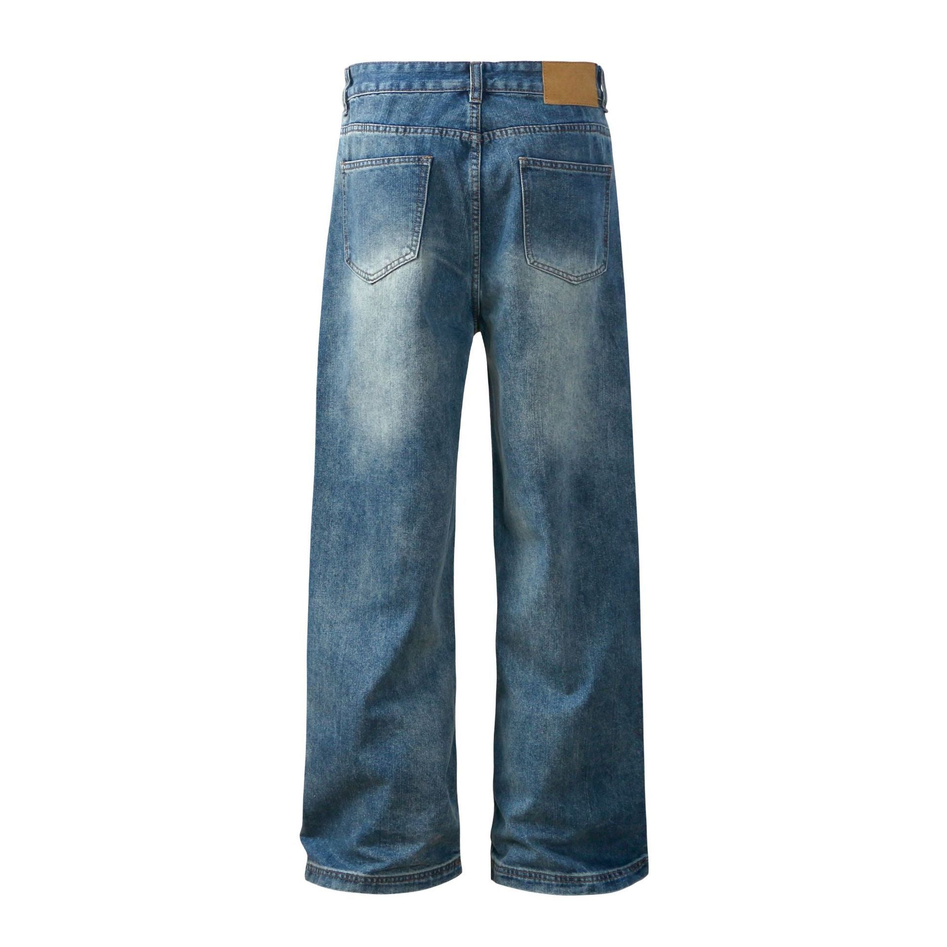 Washed Gradient Wide-leg Jeans Vintage Men's Clothing Washed Gradient Wide-leg Jeans Vintage Men's Clothing