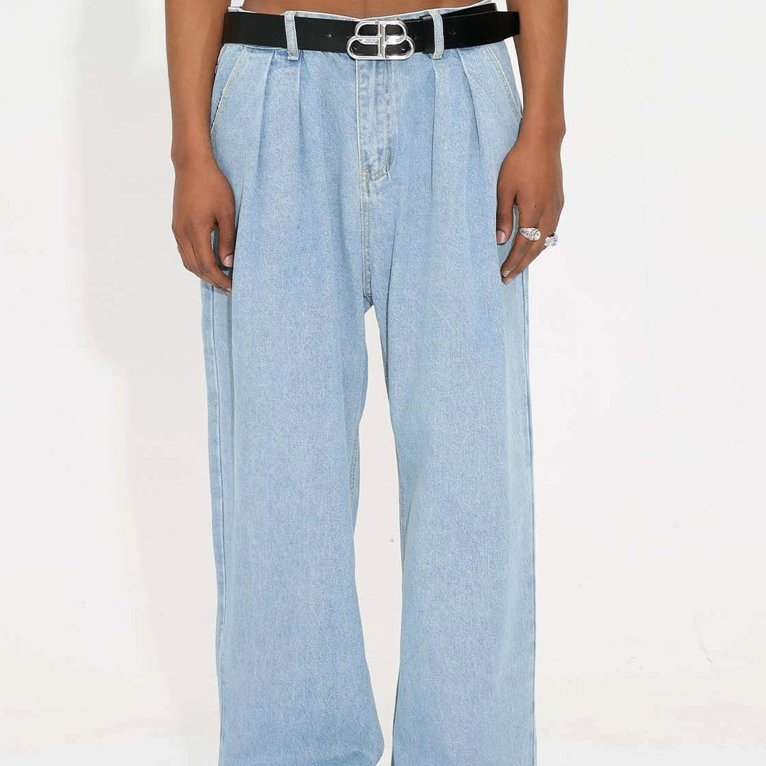 Mid-waist Wide Leg Straight Solid Color Jeans For Men Mid-waist Wide Leg Straight Solid Color Jeans For Men