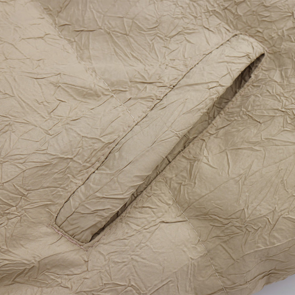 Texture Pleated Warm Thick Loose Hooded Cotton Coat Texture Pleated Warm Thick Loose Hooded Cotton Coat