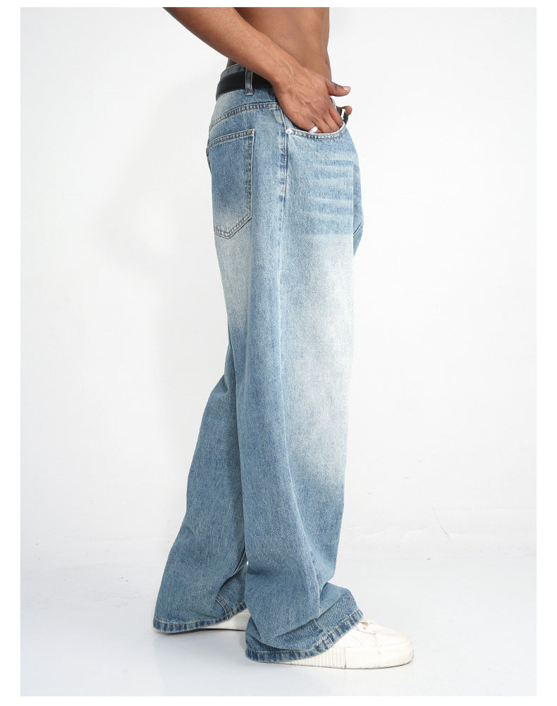Men's Blue Straight Wide Leg Casual Jeans Men's Blue Straight Wide Leg Casual Jeans