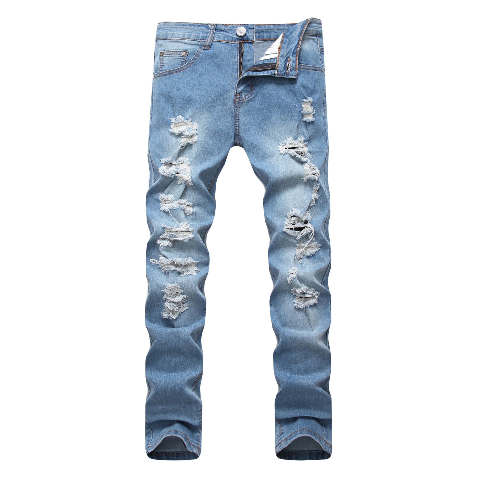 Light Blue Men's Ripped Stretch Jeans Light Blue Men's Ripped Stretch Jeans