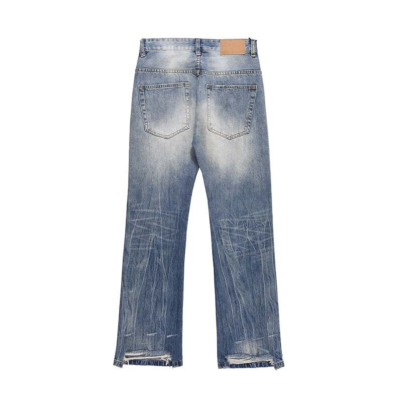 High Street American Retro Worn Looking Washed-out Ripped Skinny Jeans Men High Street American Retro Worn Looking Washed-out Ripped Skinny Jeans Men