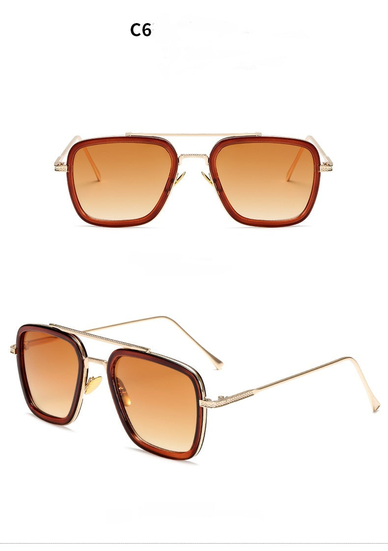 New Fashion Sunglasses Men Metal Square Iron Glasses New Fashion Sunglasses Men Metal Square Iron Glasses