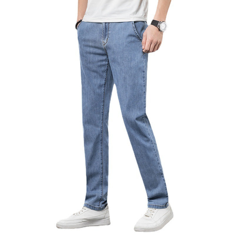 Men's Loose Elastic Jeans Straight Solid Color Casual Trousers Men's Loose Elastic Jeans Straight Solid Color Casual Trousers