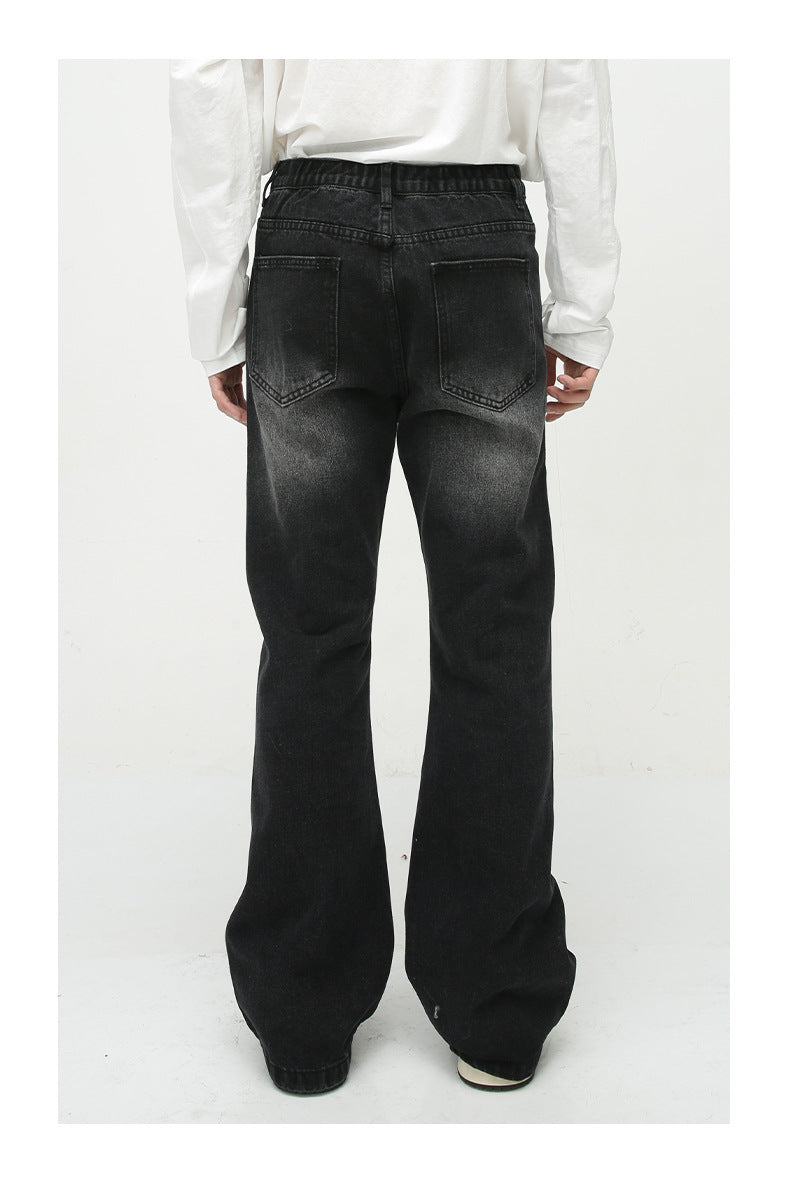 Loose Worn Looking Washed-out Slightly Flared Jeans Men Loose Worn Looking Washed-out Slightly Flared Jeans Men