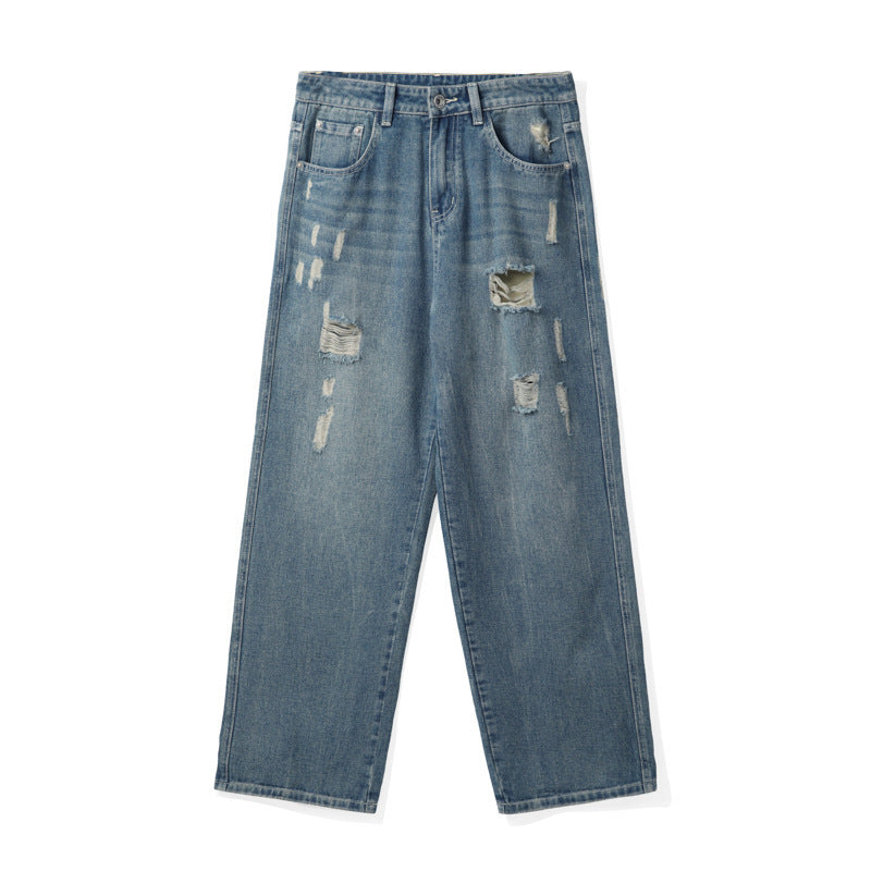 American Retro Washed Ripped Jeans For Men American Retro Washed Ripped Jeans For Men