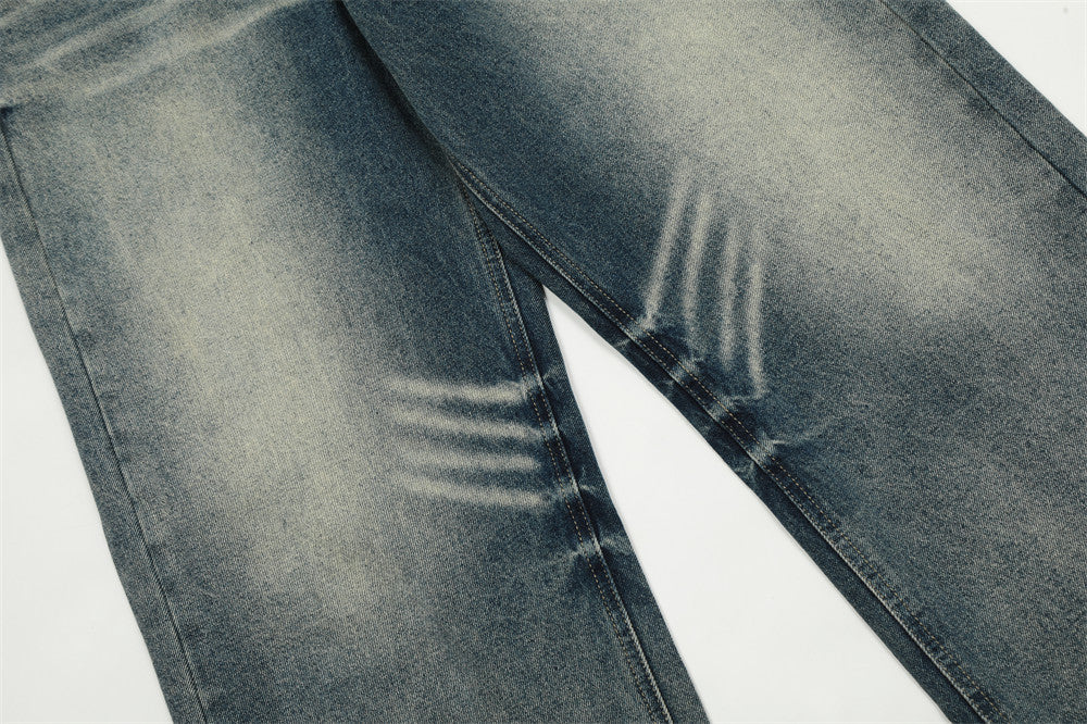 Distressed Washed Straight Jeans For Men Distressed Washed Straight Jeans For Men