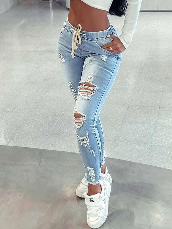 European And American Women's Clothing Jeans For Women Amazon Exclusive Elastic Waist High Elasticity European And American Women's Clothing Jeans For Women Amazon Exclusive Elastic Waist High Elasticity