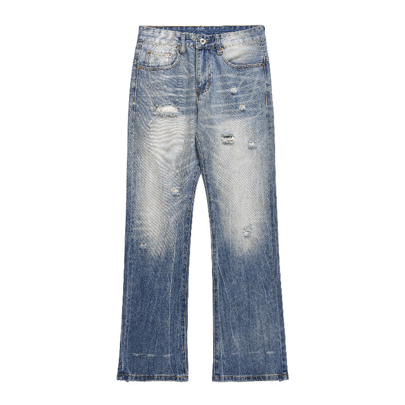 Gradient Water Washed Hole Jeans For Men Gradient Water Washed Hole Jeans For Men