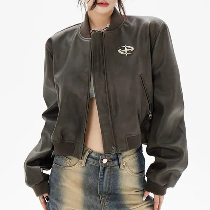 Jacket Baseball Uniform Baggy Coat Women Jacket Baseball Uniform Baggy Coat Women