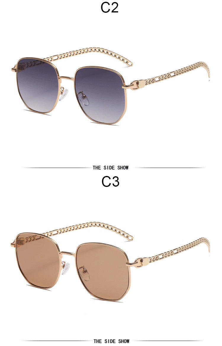 Oval Frame Metal Chain Sunglasses For Women Oval Frame Metal Chain Sunglasses For Women