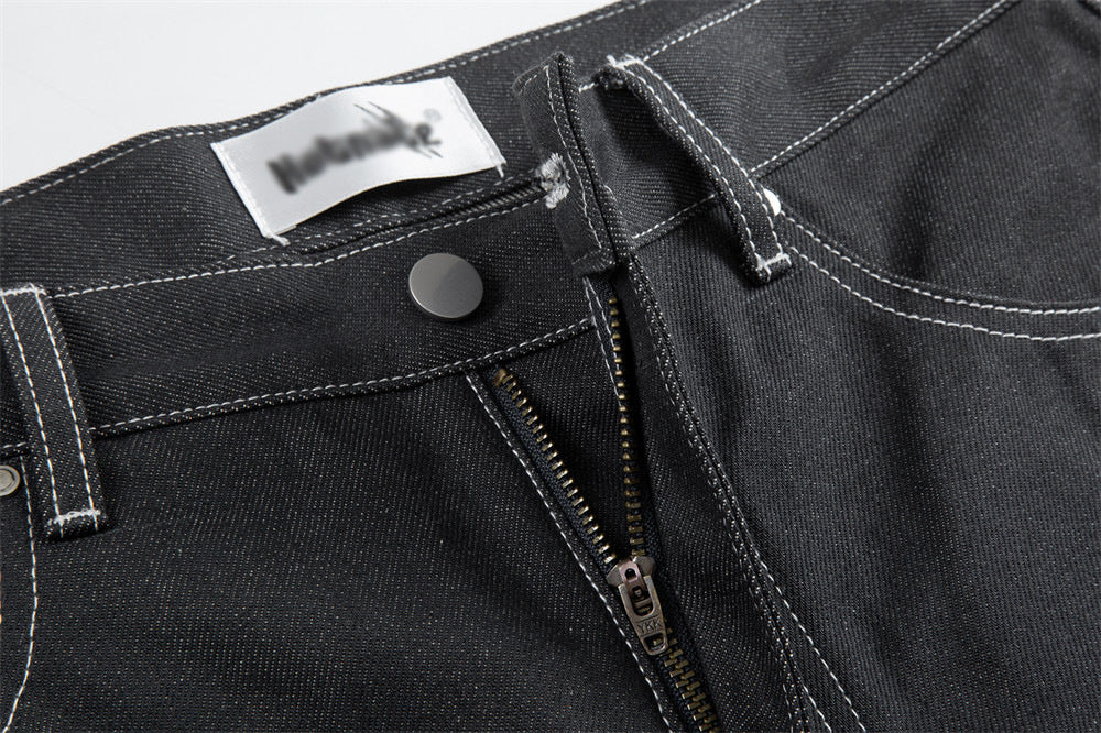 Pressure Line Denim Straight-leg Pants Men's Slim Fit Feet Pressure Line Denim Straight-leg Pants Men's Slim Fit Feet