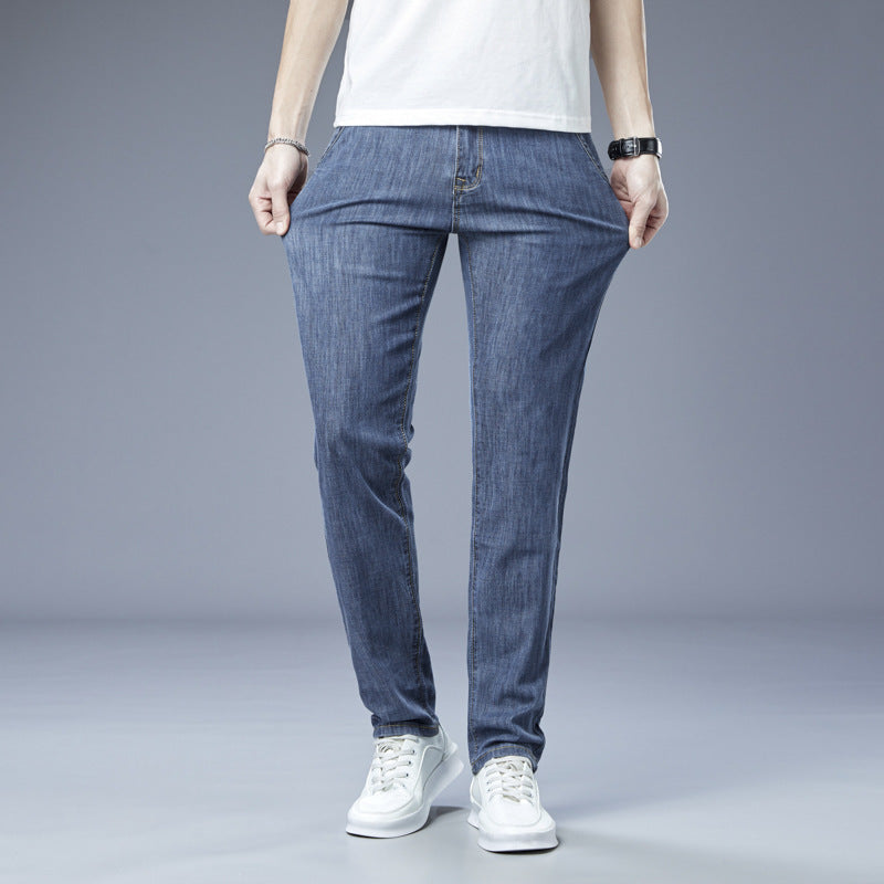 Men's Loose Elastic Jeans Straight Solid Color Casual Trousers Men's Loose Elastic Jeans Straight Solid Color Casual Trousers