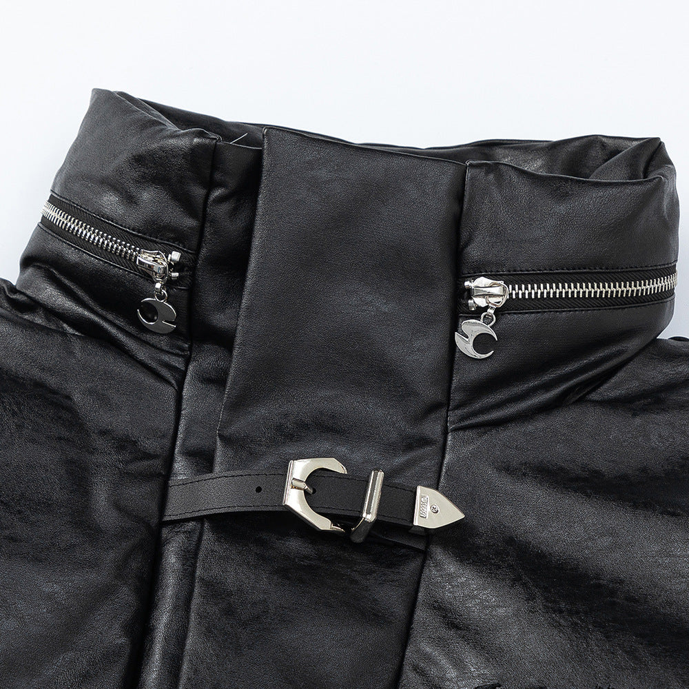 Winter Thickening Stand Collar PU Leather Coat Winter Thickening Stand Collar PU Leather Coat