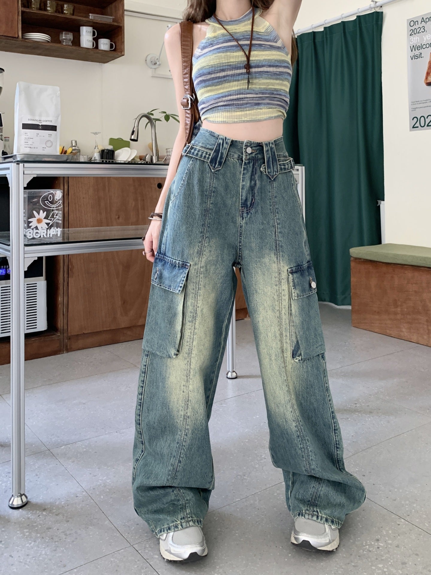 Slim Fit Loose High Waist Slimming Wide Leg American Retro Workwear Straight Jeans For Women Slim Fit Loose High Waist Slimming Wide Leg American Retro Workwear Straight Jeans For Women