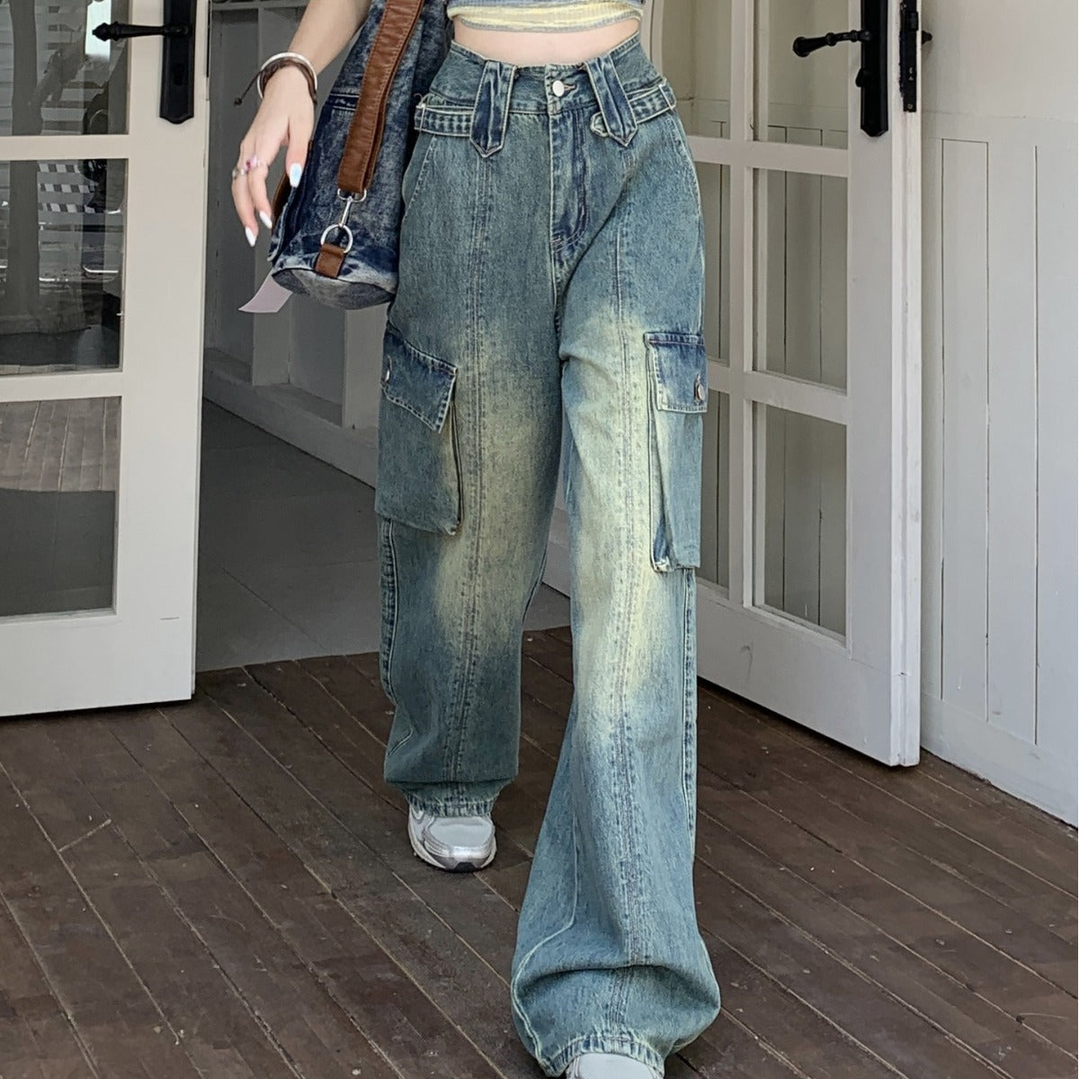 Slim Fit Loose High Waist Slimming Wide Leg American Retro Workwear Straight Jeans For Women Slim Fit Loose High Waist Slimming Wide Leg American Retro Workwear Straight Jeans For Women