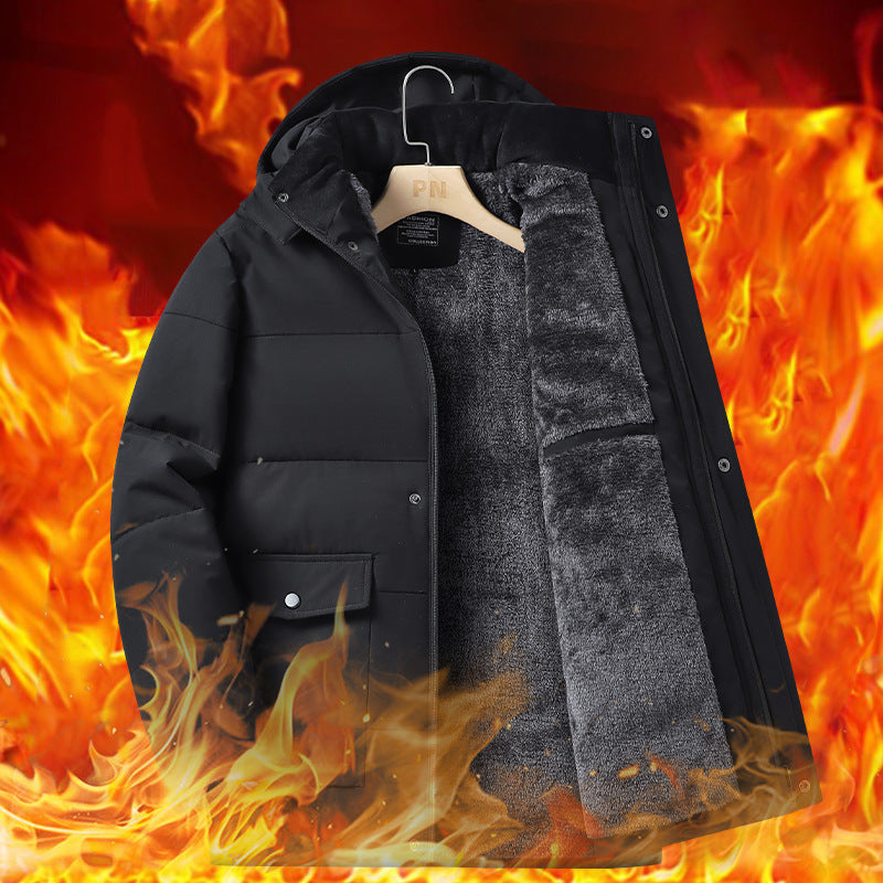 Winter Popular Middle-aged And Elderly Cotton Down Jacket Men Fleece-lined Thickened Hooded Warm Middle-aged And Elderly Winter Popular Middle-aged And Elderly Cotton Down Jacket Men Fleece-lined Thickened Hooded Warm Middle-aged And Elderly