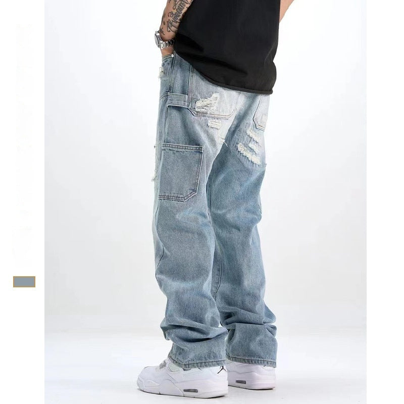 Washed And Frayed Craft Ripped Jeans For Men Washed And Frayed Craft Ripped Jeans For Men