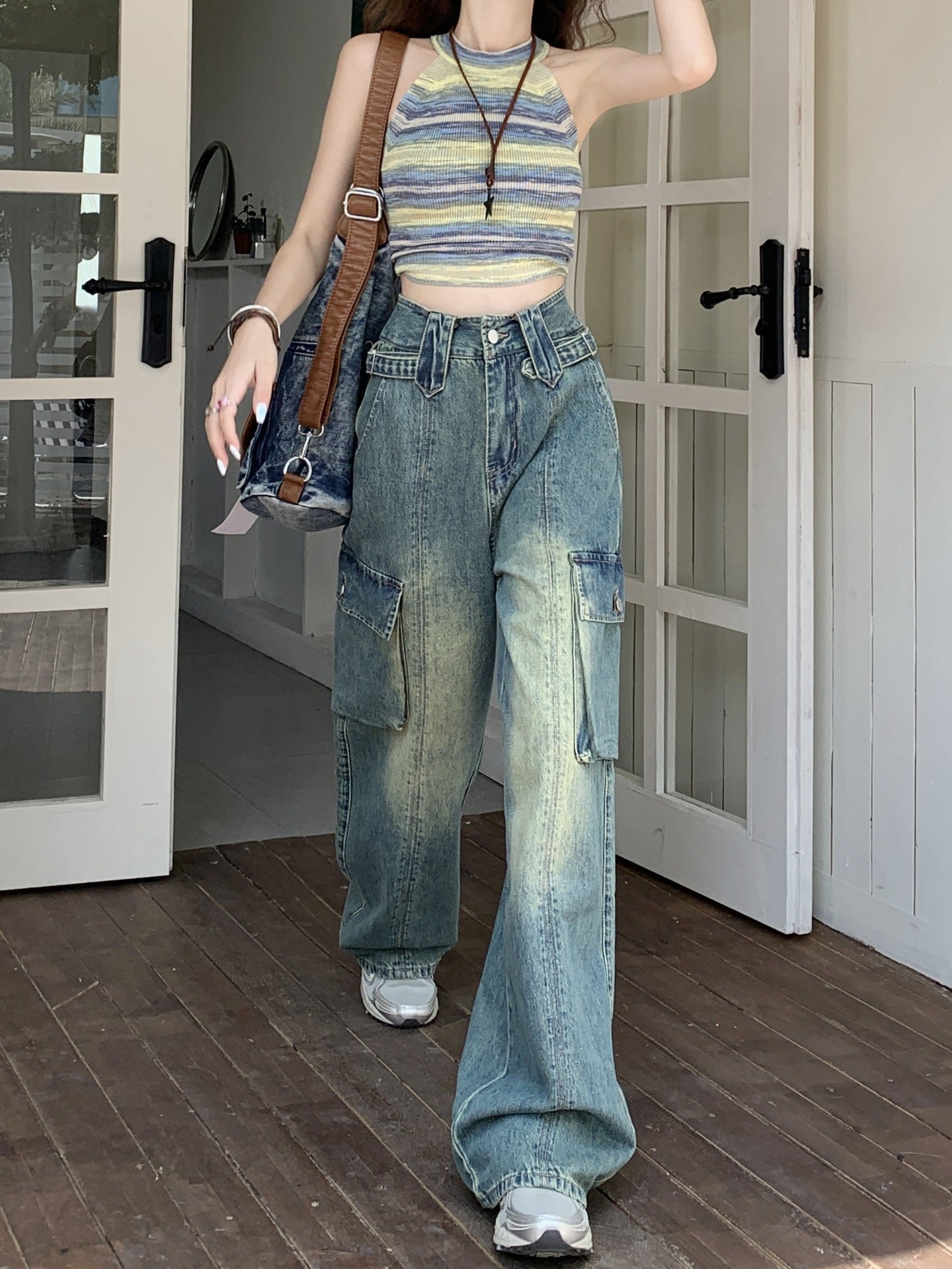 Slim Fit Loose High Waist Slimming Wide Leg American Retro Workwear Straight Jeans For Women Slim Fit Loose High Waist Slimming Wide Leg American Retro Workwear Straight Jeans For Women