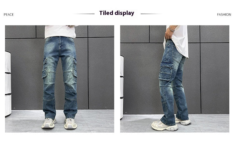 Multi-Pocket Workwear Jeans Men's Loose Large Size Trousers Multi-Pocket Workwear Jeans Men's Loose Large Size Trousers