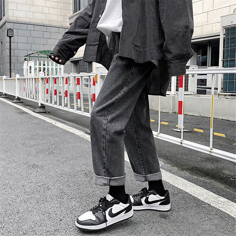 Pants Men's Black Handsome Straight Jeans Pants Men's Black Handsome Straight Jeans