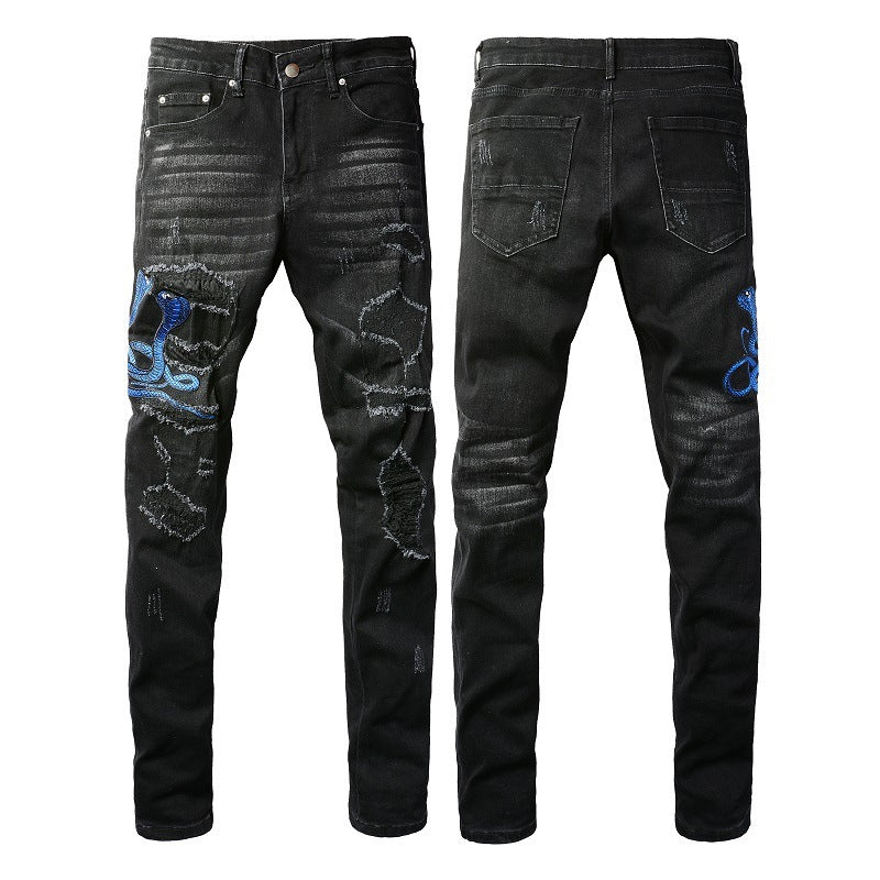 Embroidered One Piece Dropshipping Patch Skinny Jeans For Men Embroidered One Piece Dropshipping Patch Skinny Jeans For Men