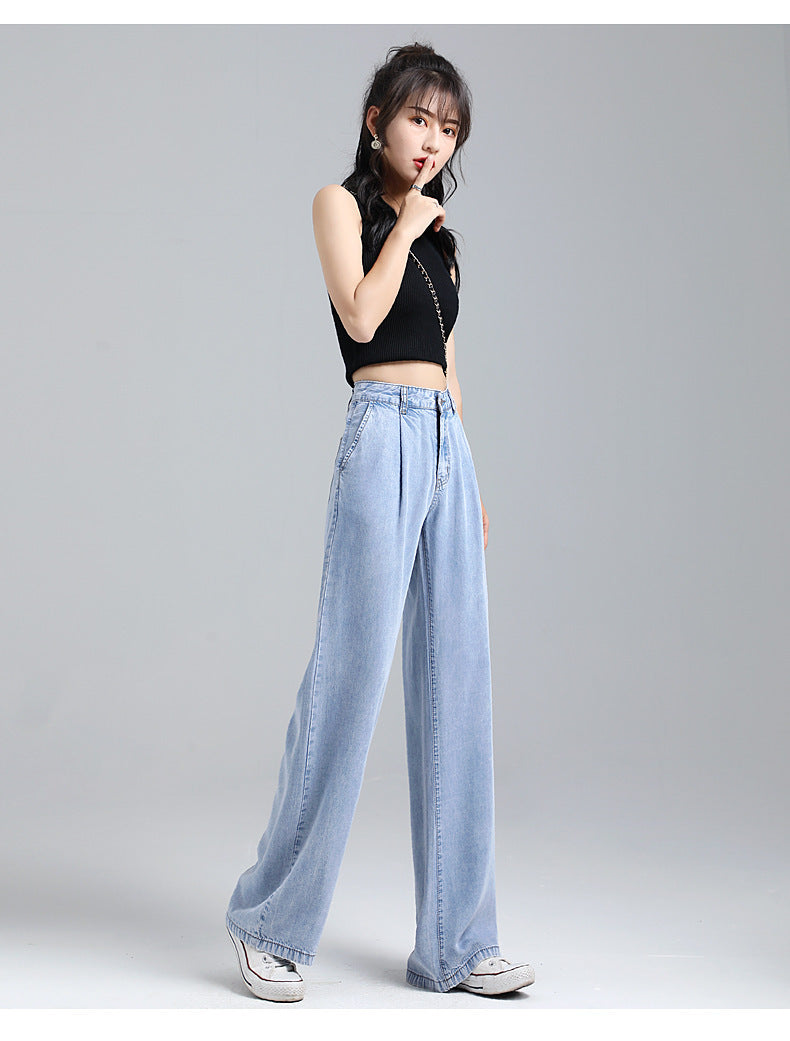 Tencel jeans wide leg pants for women in summer Tencel jeans wide leg pants for women in summer