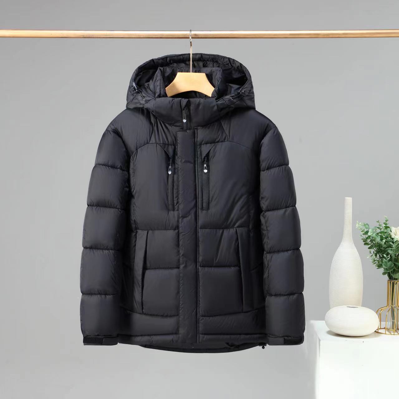Winter Warm Color Blocked Hoodie Detachable Down Cotton Jacket Coat Winter Warm Color Blocked Hoodie Detachable Down Cotton Jacket Coat