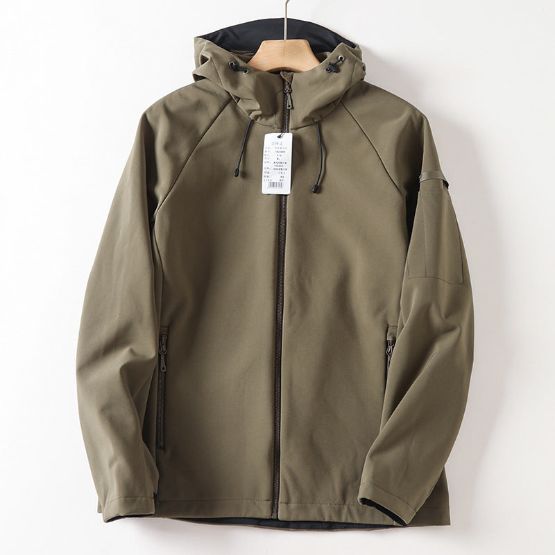 Windproof Men's Fleece-lined Soft Case Hooded Jacket Windproof Men's Fleece-lined Soft Case Hooded Jacket