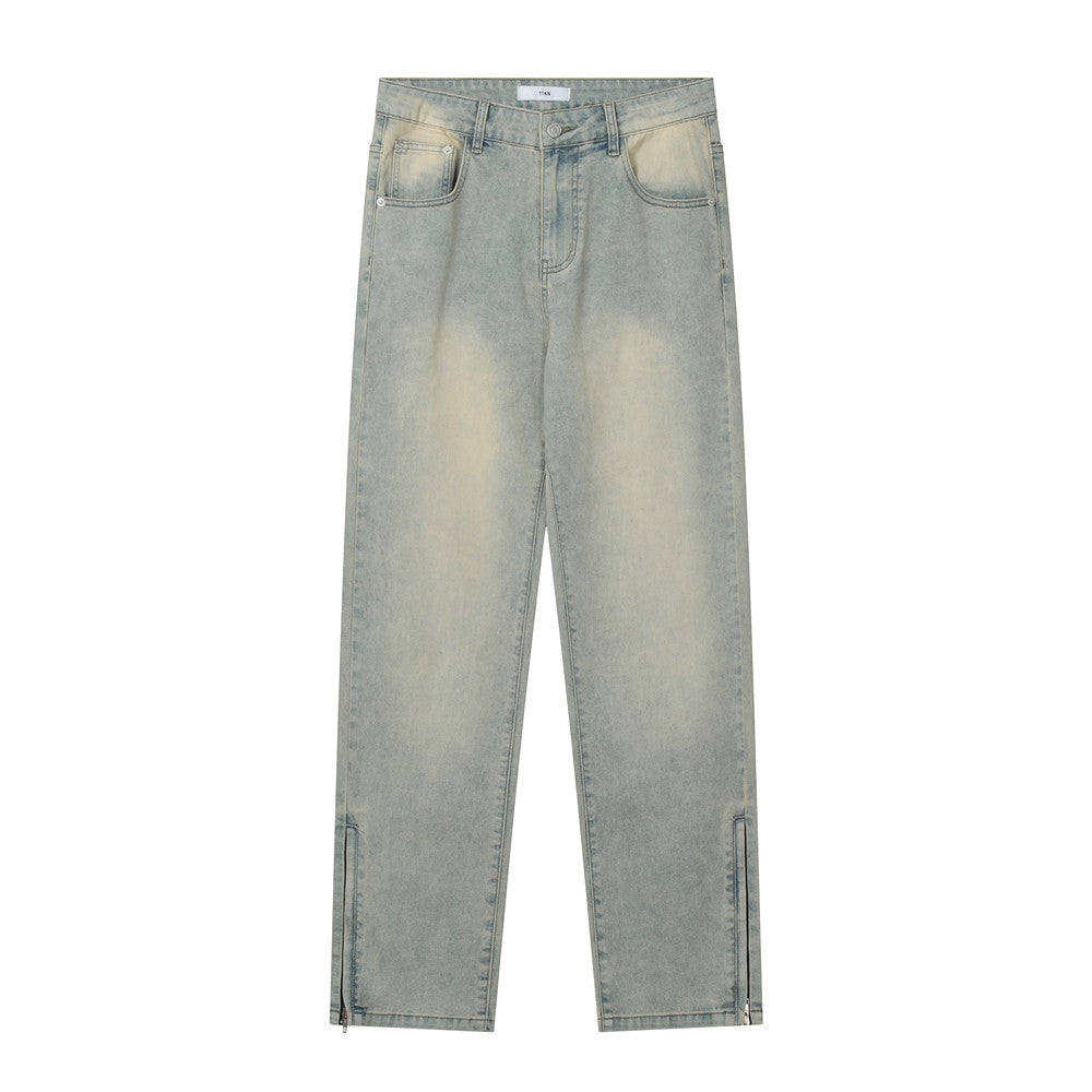 Washed White Straight Jeans For Men Washed White Straight Jeans For Men