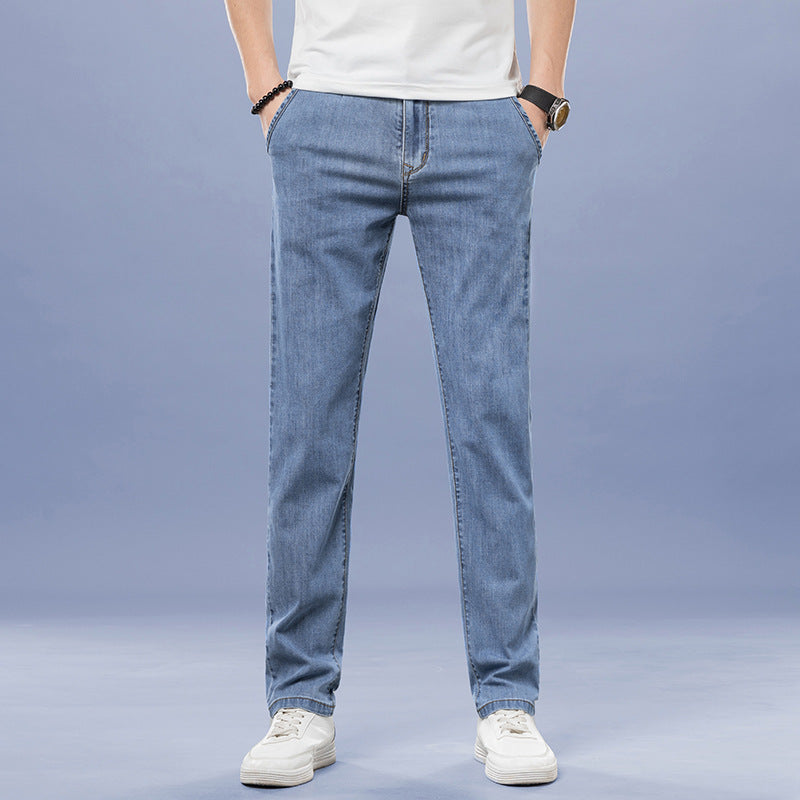 Men's Loose Elastic Jeans Straight Solid Color Casual Trousers Men's Loose Elastic Jeans Straight Solid Color Casual Trousers