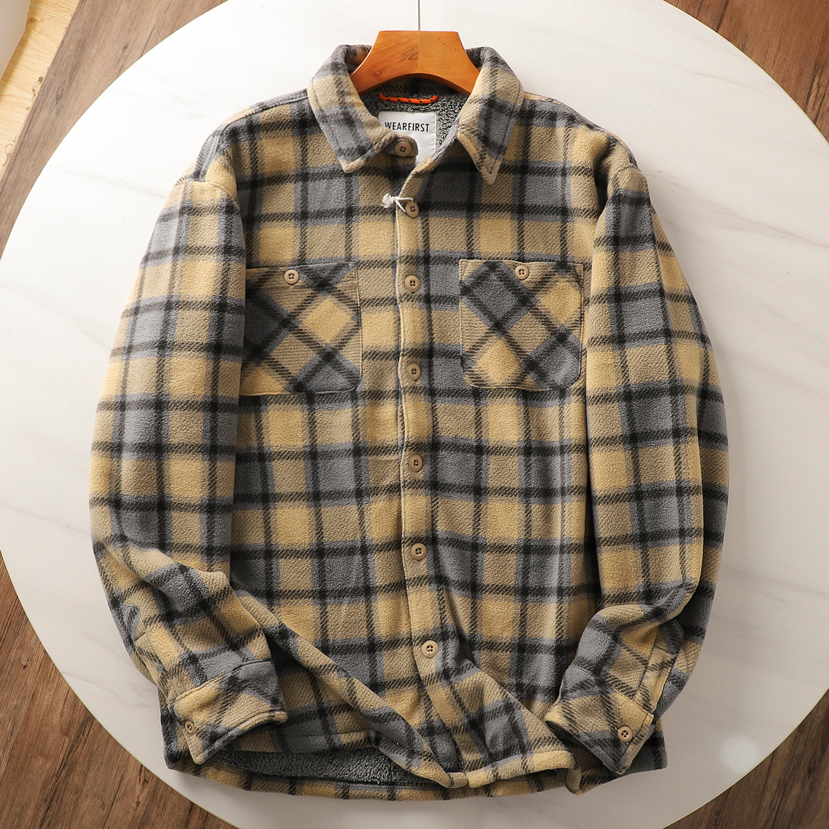 Autumn And Winter Fleece-lined Warm Composite Lambswool Plaid Shirt Cotton-padded Coat Autumn And Winter Fleece-lined Warm Composite Lambswool Plaid Shirt Cotton-padded Coat