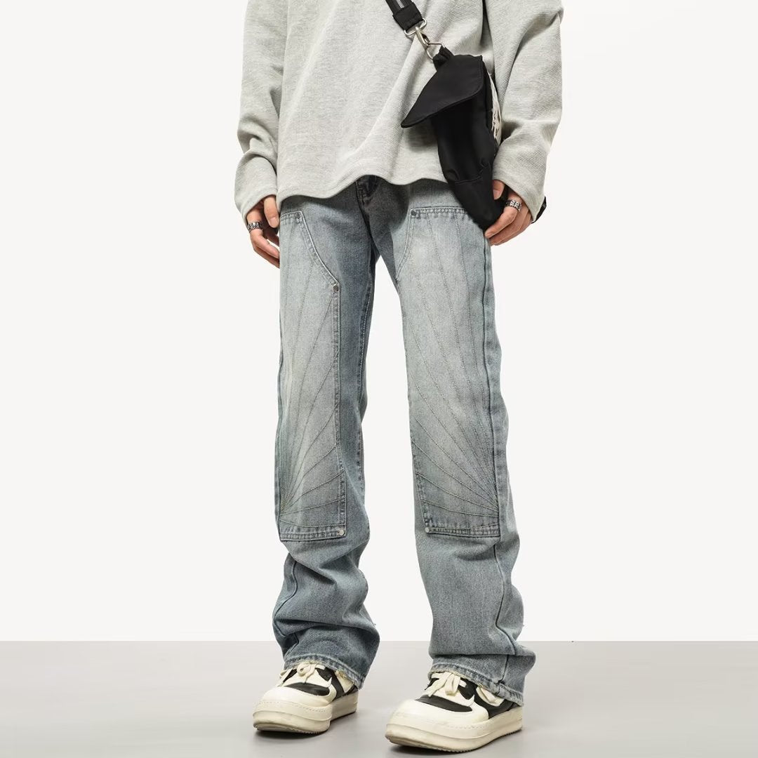 Retro Washed Distressed Skinny Jeans Men's All-matching Straight Pants Retro Washed Distressed Skinny Jeans Men's All-matching Straight Pants