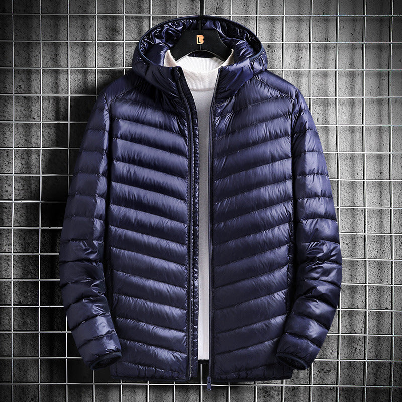 Men's Hooded Cotton Jacket Short Lightweight Cotton Coat Men's Hooded Cotton Jacket Short Lightweight Cotton Coat