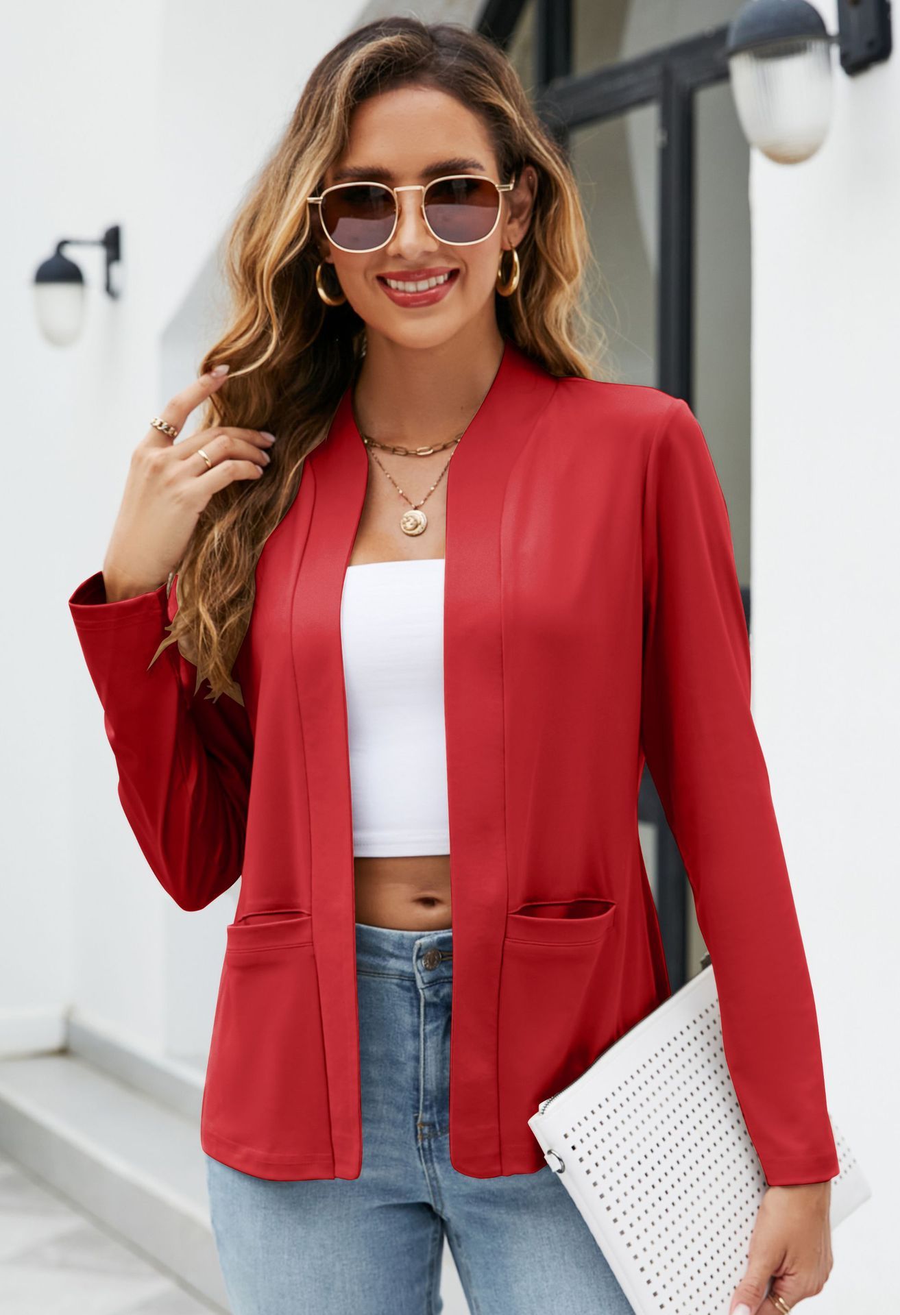 Fashion Women With Pockets Suit Jacket Tops Fashion Women With Pockets Suit Jacket Tops