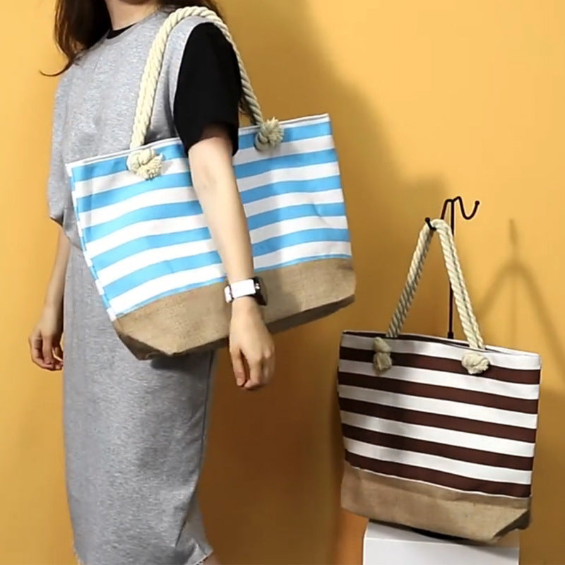 Striped Beach Bag Casual Large Capacity Women Shoulder Bags Striped Beach Bag Casual Large Capacity Women Shoulder Bags