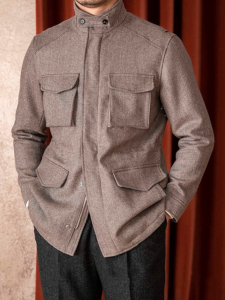 Wool Safari Jacket Jacket Casual Slim Jacket Men Wool Safari Jacket Jacket Casual Slim Jacket Men