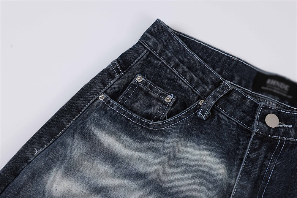 Hip Hop Rock Monkey Wash Wide Leg Jeans Men Hip Hop Rock Monkey Wash Wide Leg Jeans Men