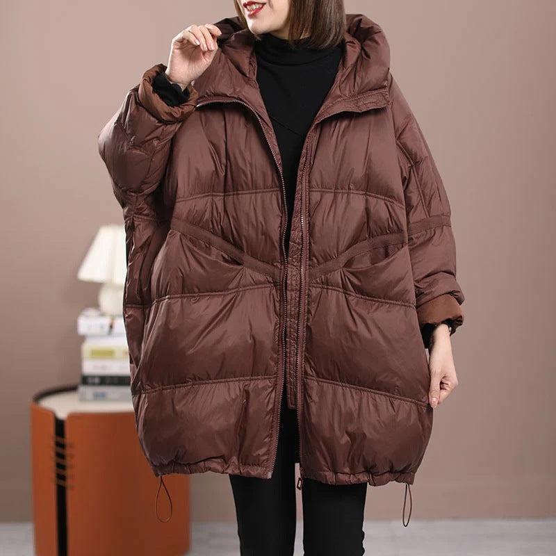Women's Mid-length Hooded Loose Thick White Duck Down Winter Coat Women's Mid-length Hooded Loose Thick White Duck Down Winter Coat