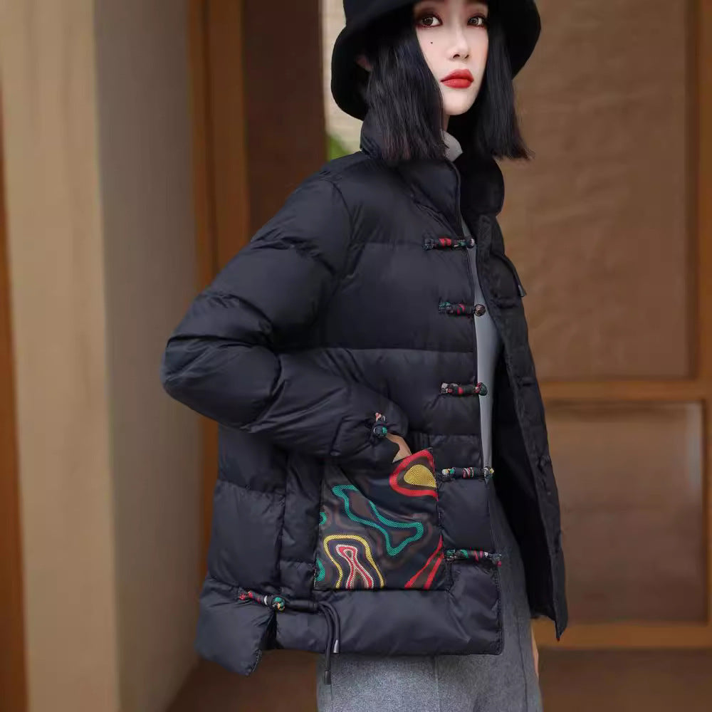 Chinese Retro Down Jacket Women's Stand Collar Chinese Retro Down Jacket Women's Stand Collar