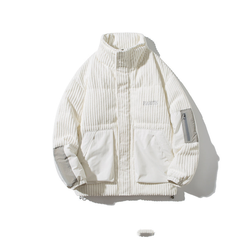 Retro Corduroy Stand-up Collar Down Jacket Men's Winter Loose And Warm Retro Corduroy Stand-up Collar Down Jacket Men's Winter Loose And Warm