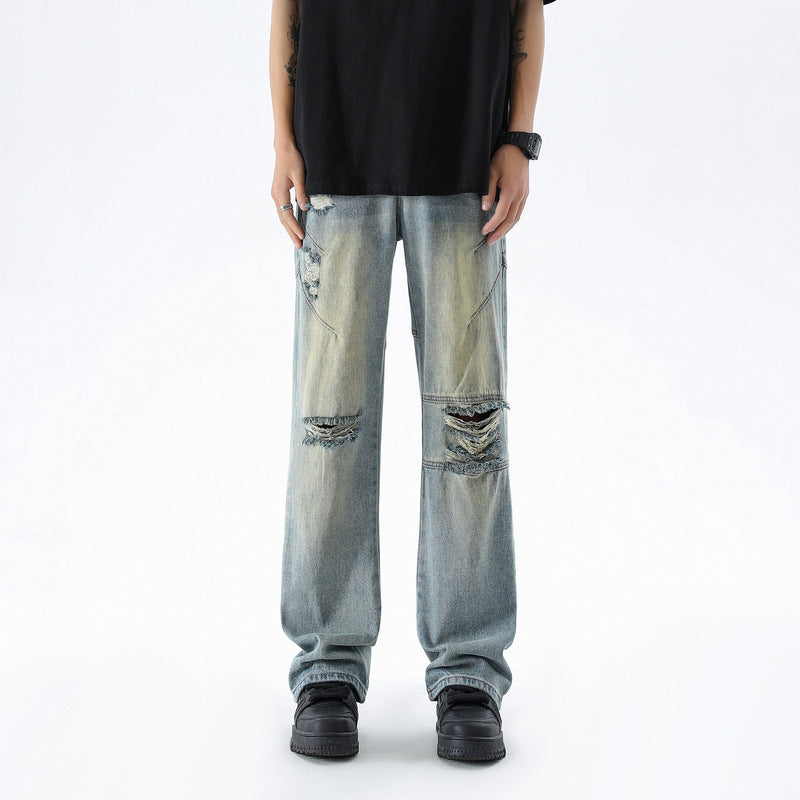 Men's Summer Fashion Brand Distressed Bootcut Pants Men's Summer Fashion Brand Distressed Bootcut Pants