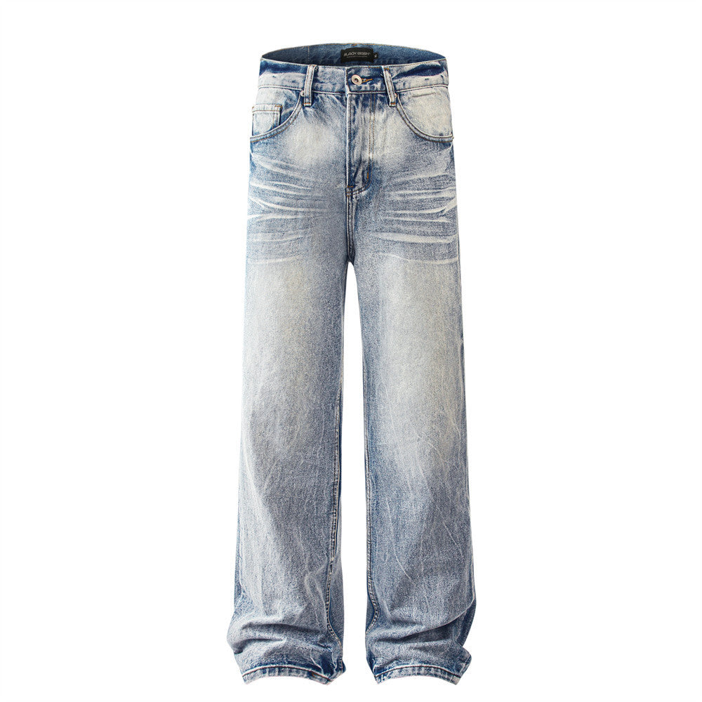 Fashion Retro Washed Worn Jeans Men Fashion Retro Washed Worn Jeans Men