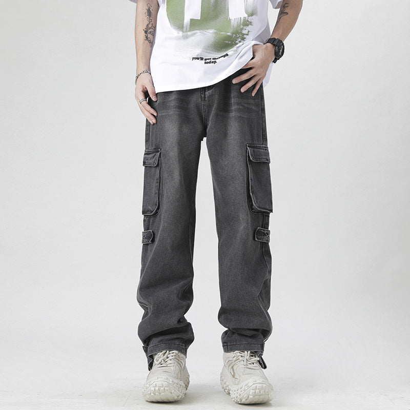 Retro Multi-pocket Workwear Jeans For Men Retro Multi-pocket Workwear Jeans For Men