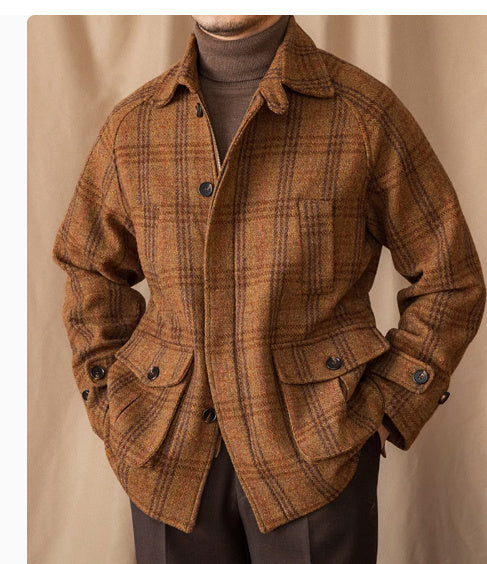 Safari Jacket Tweed Raglan Sleeve Thick Jacket Safari Jacket Tweed Raglan Sleeve Thick Jacket