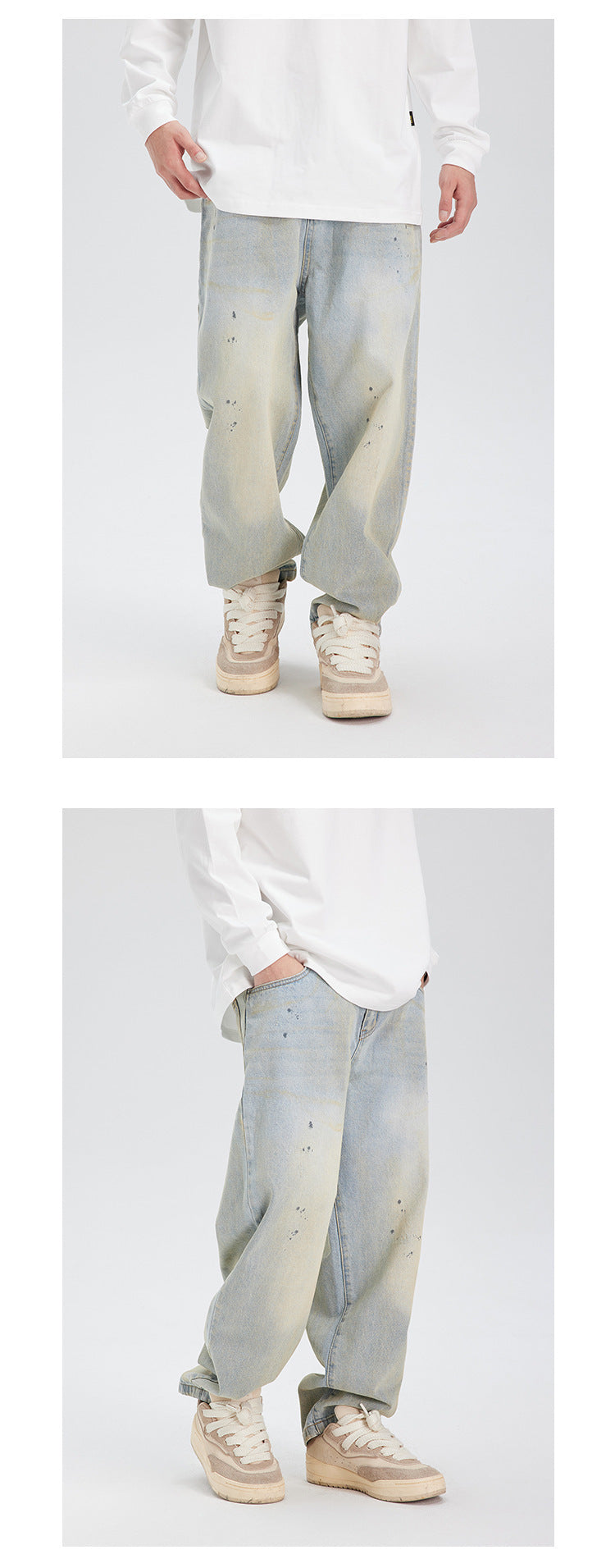 Paint Point Washed Light Blue Jeans For Men Paint Point Washed Light Blue Jeans For Men