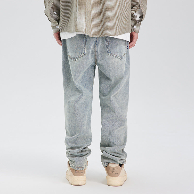 American Retro Washed Ripped Jeans For Men American Retro Washed Ripped Jeans For Men