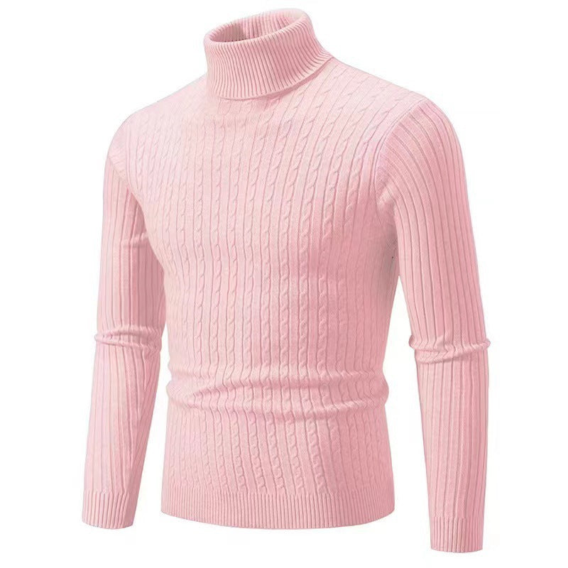 Men's Sweater Casual Retro Twisted Flower Turtleneck Knitting Men's Sweater Casual Retro Twisted Flower Turtleneck Knitting