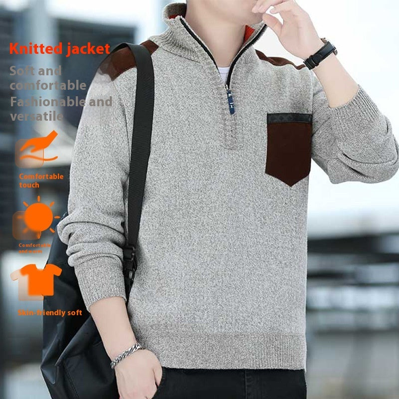 Men's Half Turtleneck Zipper Thick Needle Sweater Fashion Men's Half Turtleneck Zipper Thick Needle Sweater Fashion
