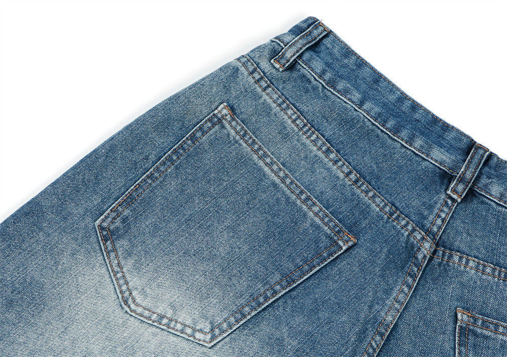 Washed Gradient Wide-leg Jeans Vintage Men's Clothing Washed Gradient Wide-leg Jeans Vintage Men's Clothing